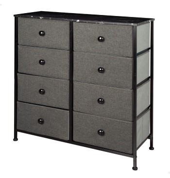 Max Home Commode noire effet marbre, 8 tiroirs en tissu,...