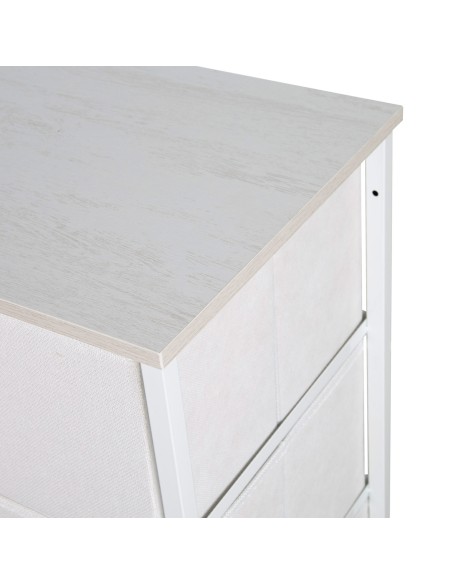 Commode blanche Max Home à 6 tiroirs en tissu, 80 x 30 x 62 cm