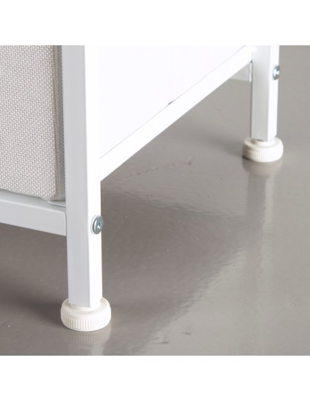 Commode blanche Max Home à 6 tiroirs en tissu, 80 x 30 x 62 cm