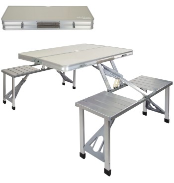 Table de camping pliante avec bancs