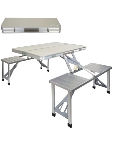 Table de camping pliante avec bancs