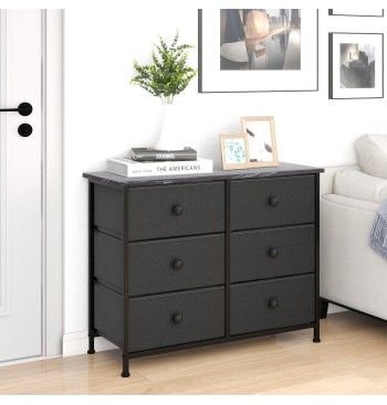 Max Home Commode noire effet marbre, 6 tiroirs en tissu,... 2
