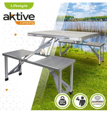 Table de camping pliante avec bancs 2