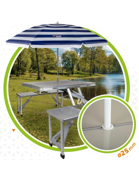 Table de camping pliante avec bancs
