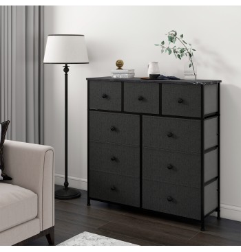 Max Home : Commode noire effet marbre, 9 tiroirs en... 2