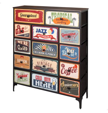 Max Home : Commode vintage à 14 tiroirs en tissu, style...