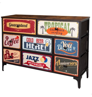 Max Home : Commode vintage à 8 tiroirs en tissu, style...