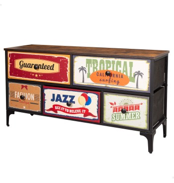 Max Home : Commode vintage à 5 tiroirs en tissu, style...