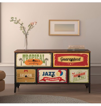 Max Home : Commode vintage à 5 tiroirs en tissu, style... 2