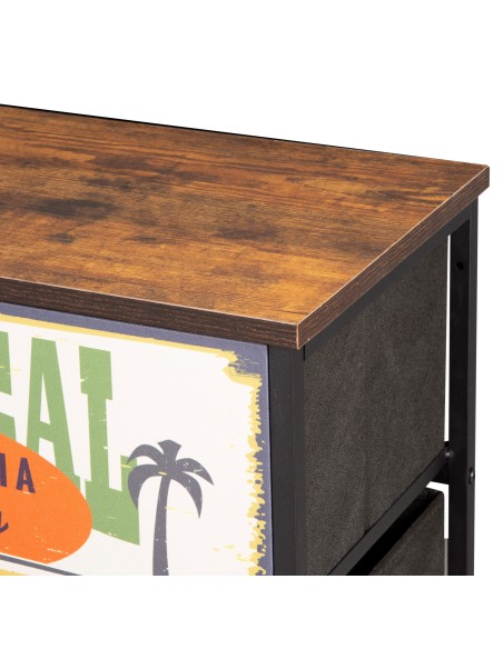 Max Home : Commode vintage à 5 tiroirs en tissu, style rétro, 103 x 30 x 56 cm