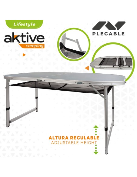 Table pliante pour camping réglable en hauteur avec filet