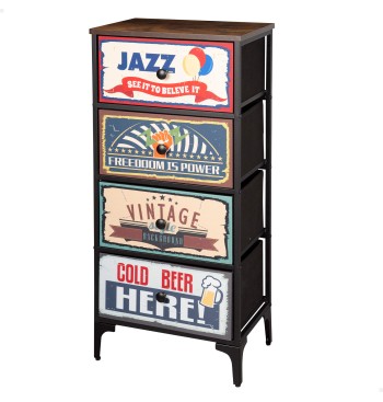 Max Home : Commode vintage à 4 tiroirs en tissu, style...
