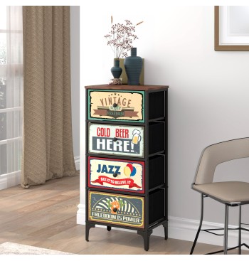 Max Home : Commode vintage à 4 tiroirs en tissu, style... 2