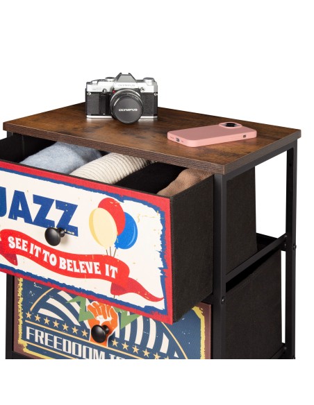 Max Home : Commode vintage à 4 tiroirs en tissu, style rétro, 45 x 30 x 98 cm