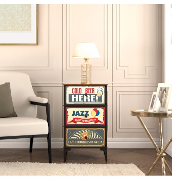 Max Home : Commode vintage à 3 tiroirs en tissu, style... 2