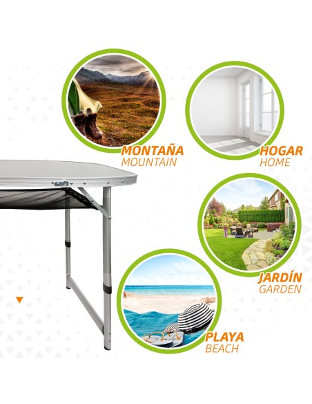 Table pliante pour camping réglable en hauteur avec filet