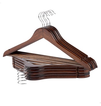 Max Home Pack : 10 cintres en bois de couleur marron