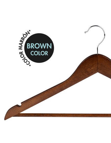 Max Home Pack : 10 cintres en bois de couleur marron