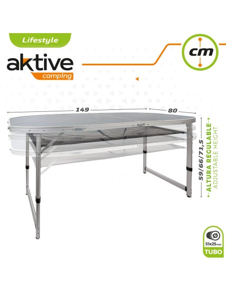 Table pliante pour camping réglable en hauteur avec filet