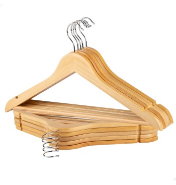 Max Home Pack : 10 cintres en bois de couleur naturelle