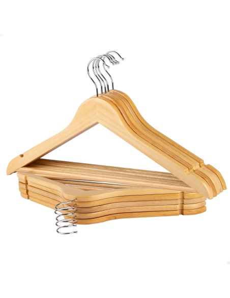 Max Home Pack : 10 cintres en bois de couleur naturelle