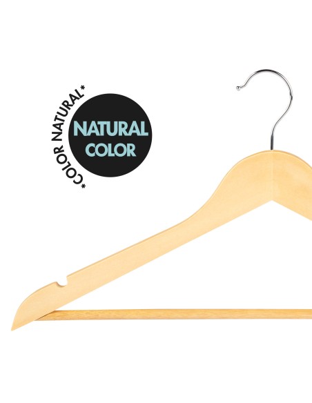 Max Home Pack : 10 cintres en bois de couleur naturelle