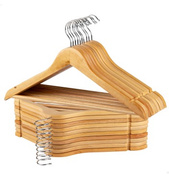 Max Home Pack : 20 cintres en bois de couleur naturelle