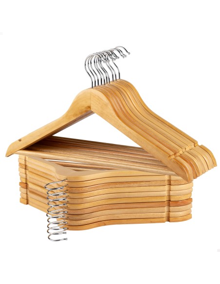 Max Home Pack : 20 cintres en bois de couleur naturelle