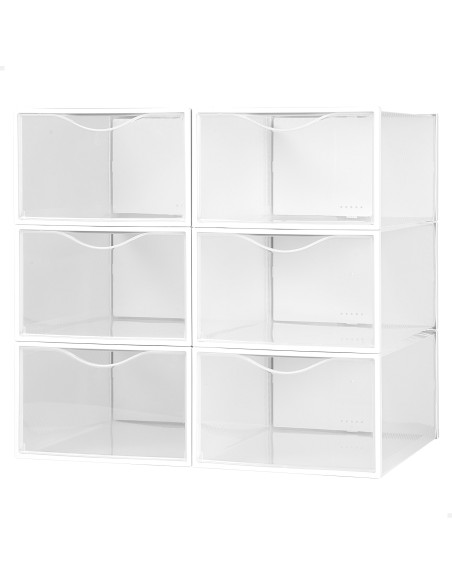 Max Home Pack : lot de 6 boîtes à chaussures transparentes, empilables et anti-basculement, taille 44