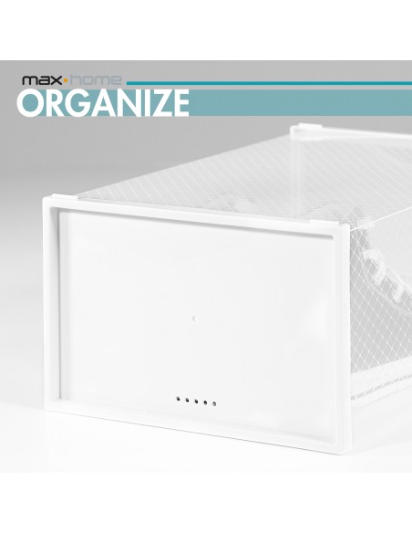 Max Home Pack : lot de 6 boîtes à chaussures transparentes, empilables et anti-basculement, taille 44