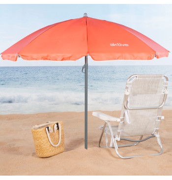 Parapluie de plage coupe-vent 8 cannes 200 cm corail 2