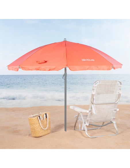 Parapluie de plage 8 tiges 180 cm corail