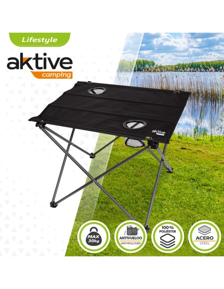 Table pliante en textile pour le camping
