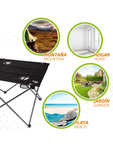 Table pliante en textile pour le camping