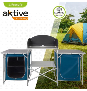 Mobilier de cuisine de camping pliant avec brise-vent + 2... 2