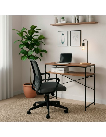 Max Home : bureau compact en bois et acier, 77 x 40 x 75 cm