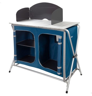 Mueble plegable cocina camping con paravientos
