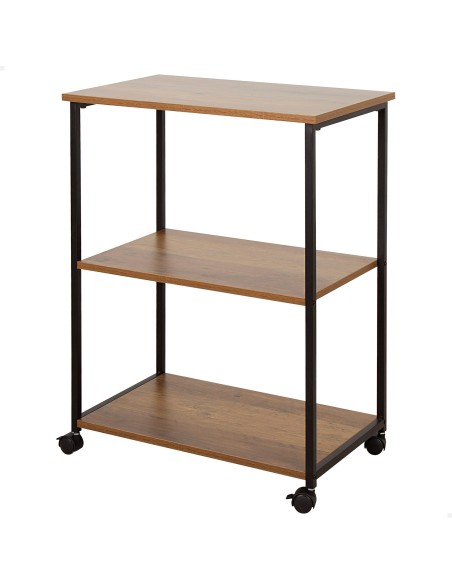 Max Home Étagère en bois à roulettes, 3 tablettes, 48 x 30 x 62 cm