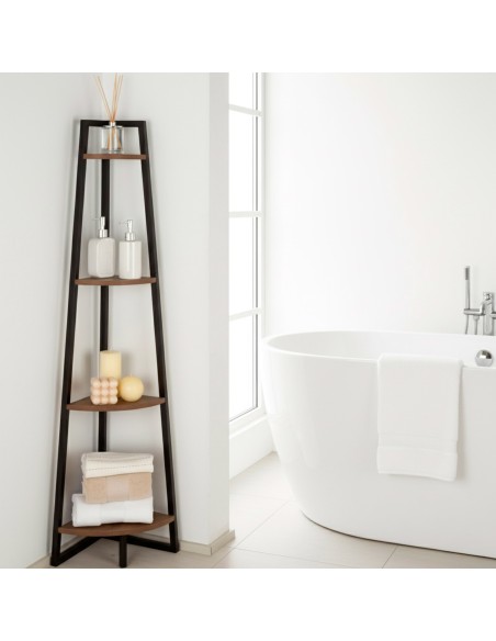 Max Home Étagère fixe en bois en forme d'escalier d'angle, 4 tablettes, 30 x 30 x 135 cm