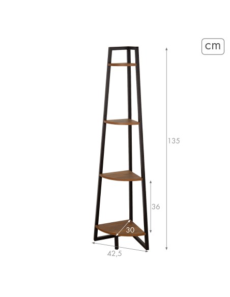 Max Home Étagère fixe en bois en forme d'escalier d'angle, 4 tablettes, 30 x 30 x 135 cm