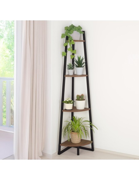 Max Home Étagère fixe en bois en forme d'escalier d'angle, 4 tablettes, 30 x 30 x 135 cm