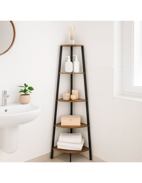 Max Home Étagère fixe en bois en forme d'escalier d'angle, 5 tablettes, 35 x 35 x 160 cm