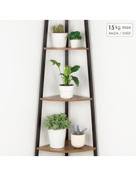 Max Home Étagère fixe en bois en forme d'escalier d'angle, 5 tablettes, 35 x 35 x 160 cm
