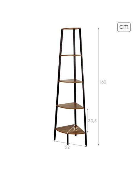Max Home Étagère fixe en bois en forme d'escalier d'angle, 5 tablettes, 35 x 35 x 160 cm