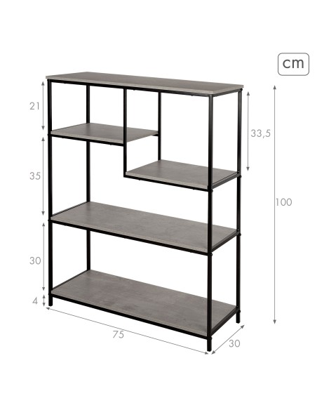 Étagère métallique asymétrique fixe Max Home, 5 tablettes, 75 x 30 x 100 cm