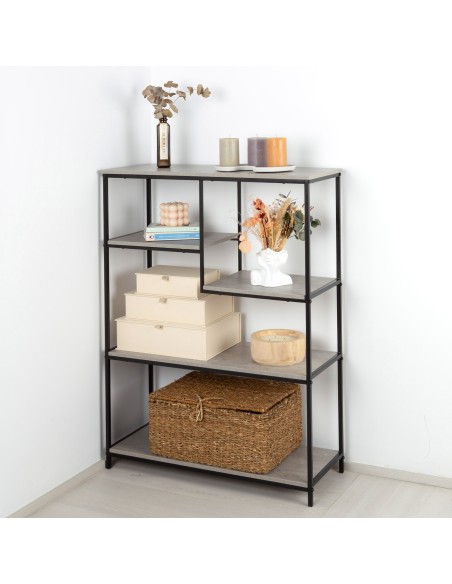 Étagère métallique asymétrique fixe Max Home, 5 tablettes, 75 x 30 x 100 cm