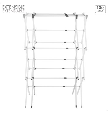 Étendoir à linge pliable Max Home, 3 hauteurs, 40-75 x 37... 2