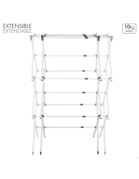 Étendoir à linge pliable Max Home, 3 hauteurs, 40-75 x 37 x 104 cm avec barres extensibles
