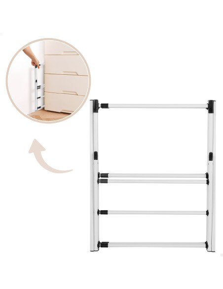 Étendoir à linge pliable Max Home, 3 hauteurs, 40-75 x 37 x 104 cm avec barres extensibles