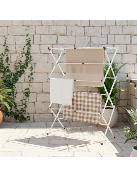 Étendoir à linge pliable Max Home, 3 hauteurs, 40-75 x 37 x 104 cm avec barres extensibles